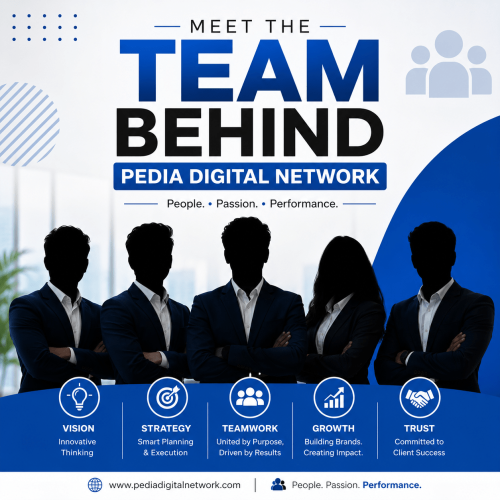 Pedia Digital Network Team Which Includes Atharva Salunkhe, Pranoti Awale, Aryan Gunjal, Aditya Ingale, Samarth Giri